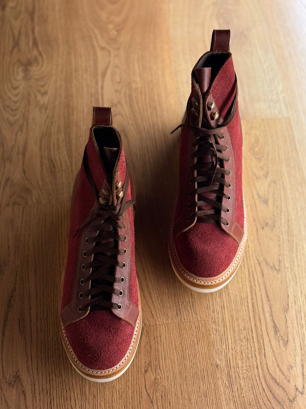 Photo by vishhh on December 30, 2025 of the Craft & Glory Monkey Boots custom Made in Craft & Glory Oxblood.