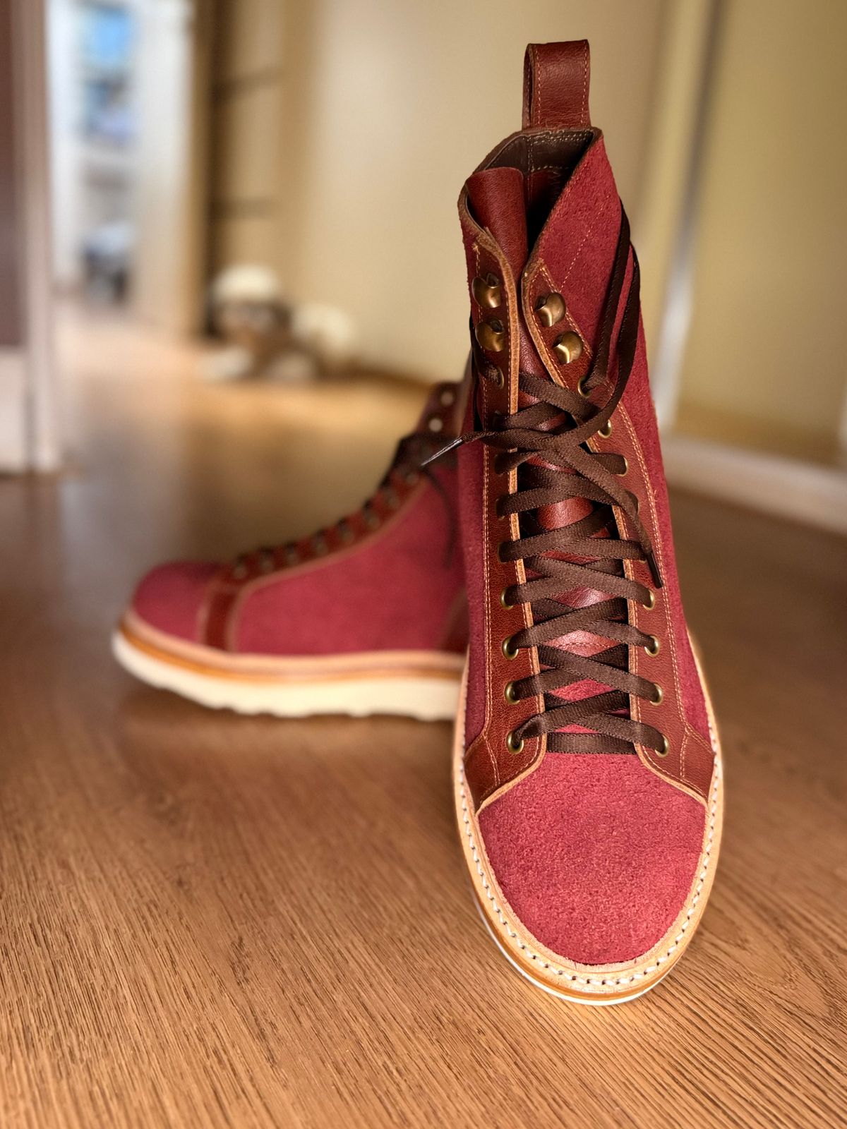 Photo by vishhh on December 30, 2025 of the Craft & Glory Monkey Boots custom Made in Craft & Glory Oxblood.
