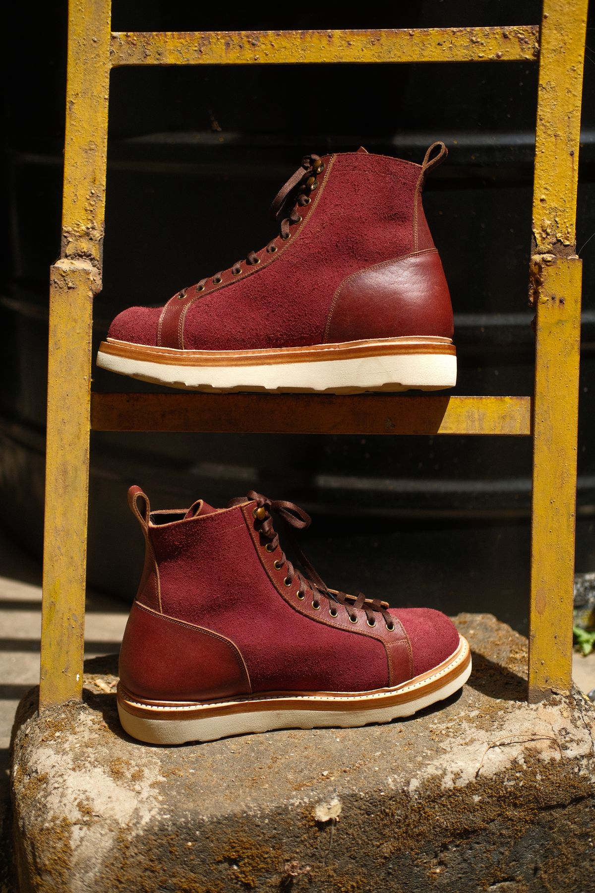 Photo by vishhh on March 29, 2026 of the Craft & Glory Monkey Boots custom Made in Craft & Glory Oxblood.