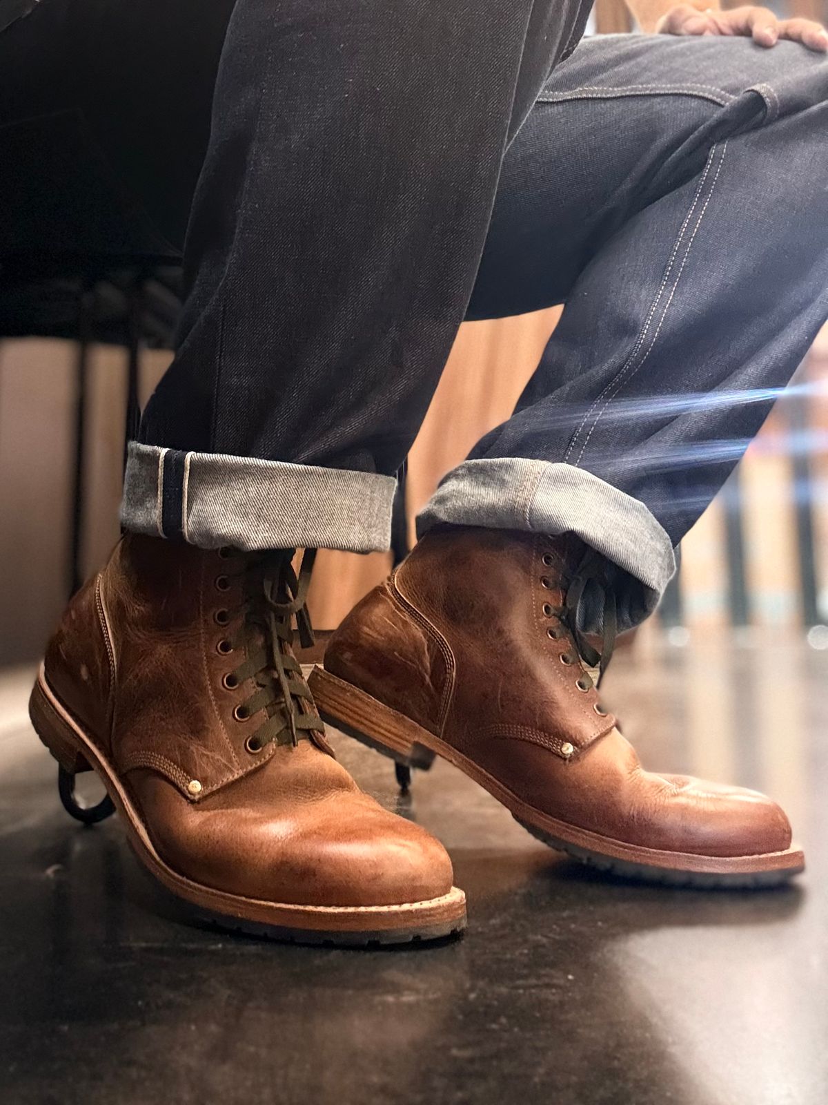 Photo by vishhh on January 22, 2026 of the Craft & Glory Service Boot in Full Grain Waxed Water Buffalo.