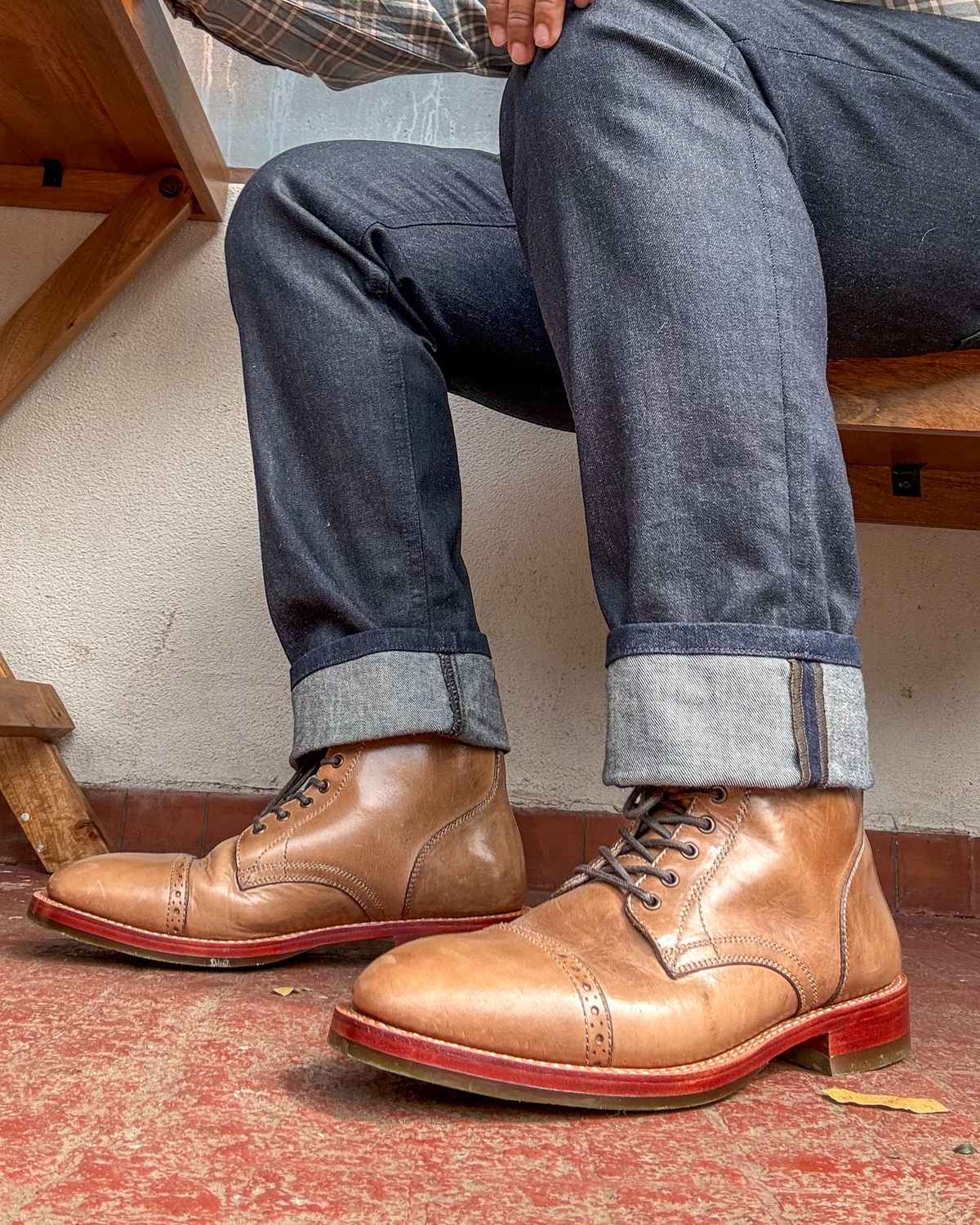 Photo by vdstyleco on July 11, 2026 of the Blkbrd Shoemaker Luchador Service Boot in Horween Natural Chromexcel.