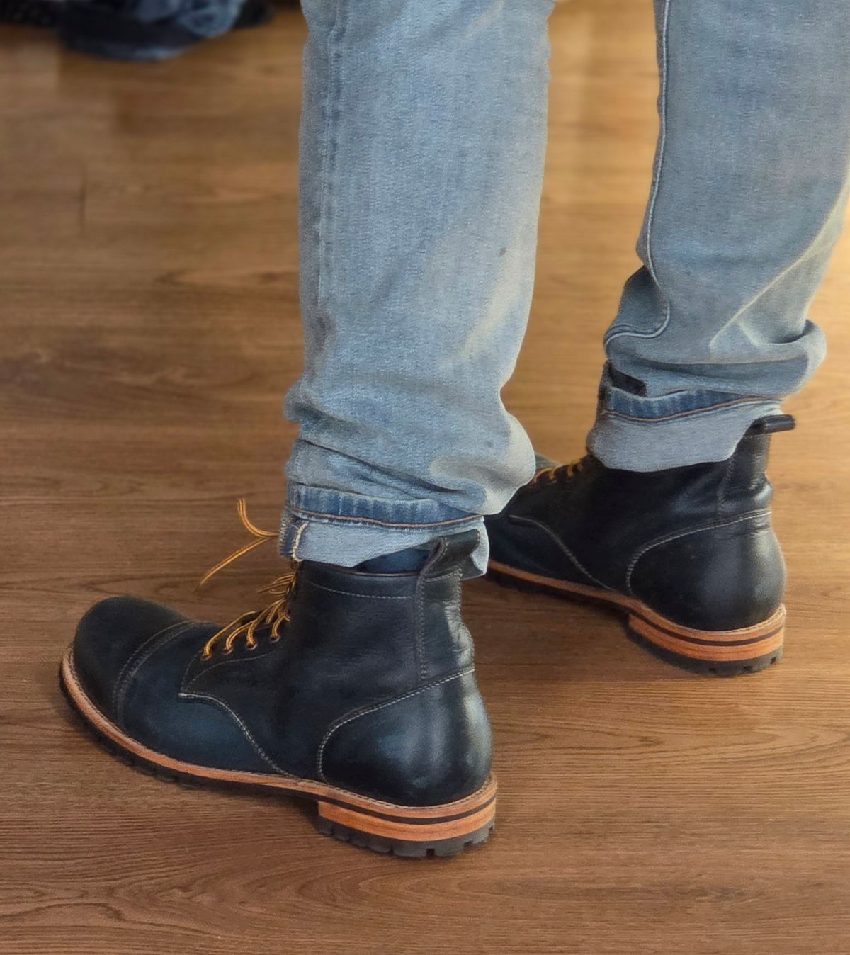 Photo by vishhh on September 10, 2025 of the Craft & Glory Craft & Glory / Rangers in Full Grain Waxed Water Buffalo & Double Wax Diesel Blue.