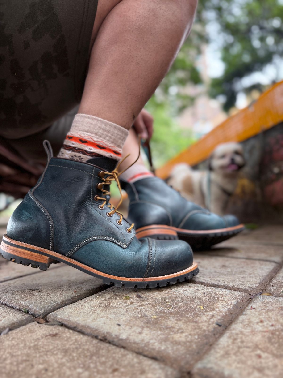 Photo by vishhh on September 14, 2025 of the Craft & Glory Craft & Glory / Rangers in Full Grain Waxed Water Buffalo & Double Wax Diesel Blue.