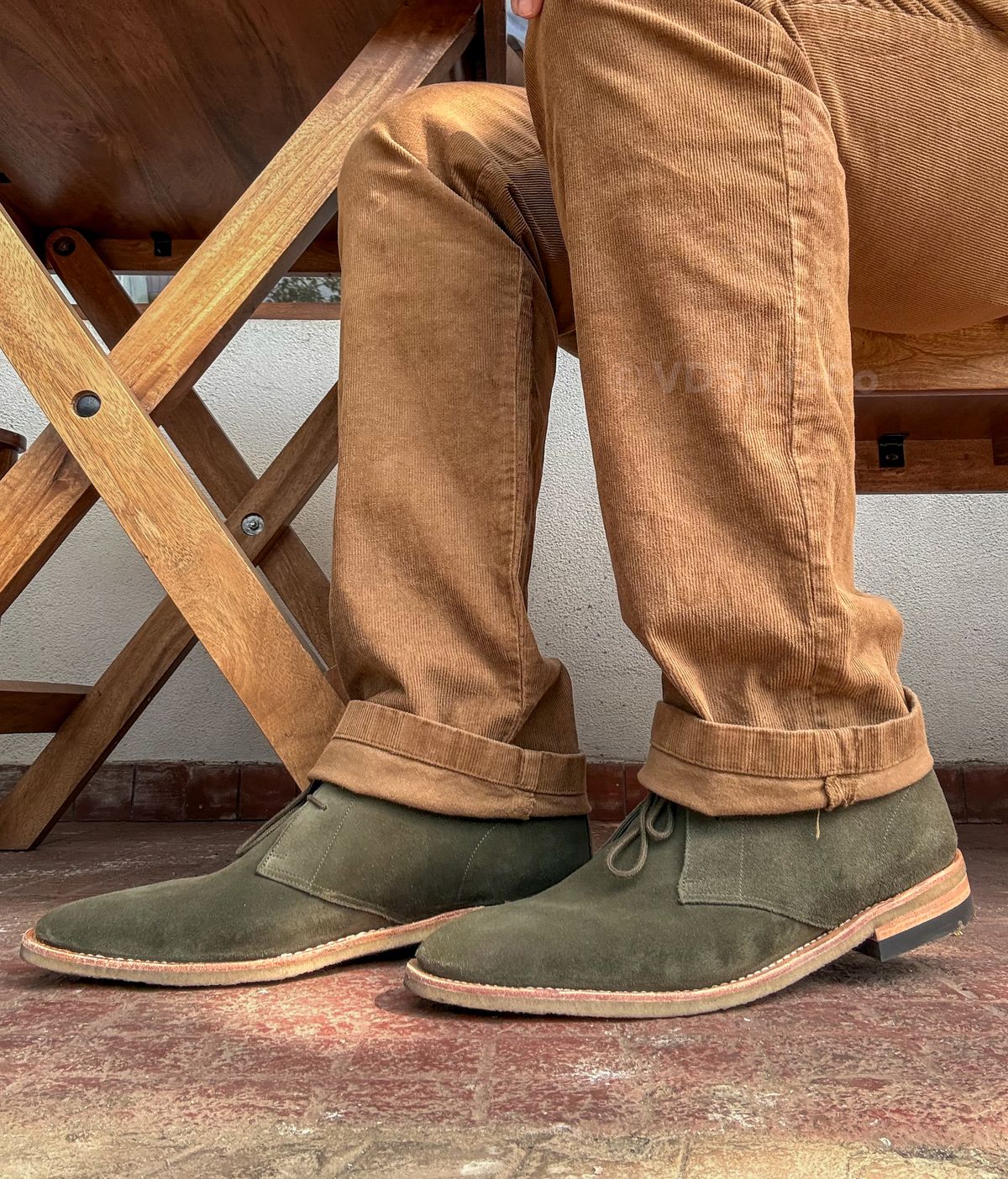 Photo by vishhh on May 30, 2026 of the Bridlen Unlined Chukka Boot in C.F. Stead Loden Janus Calf Suede.