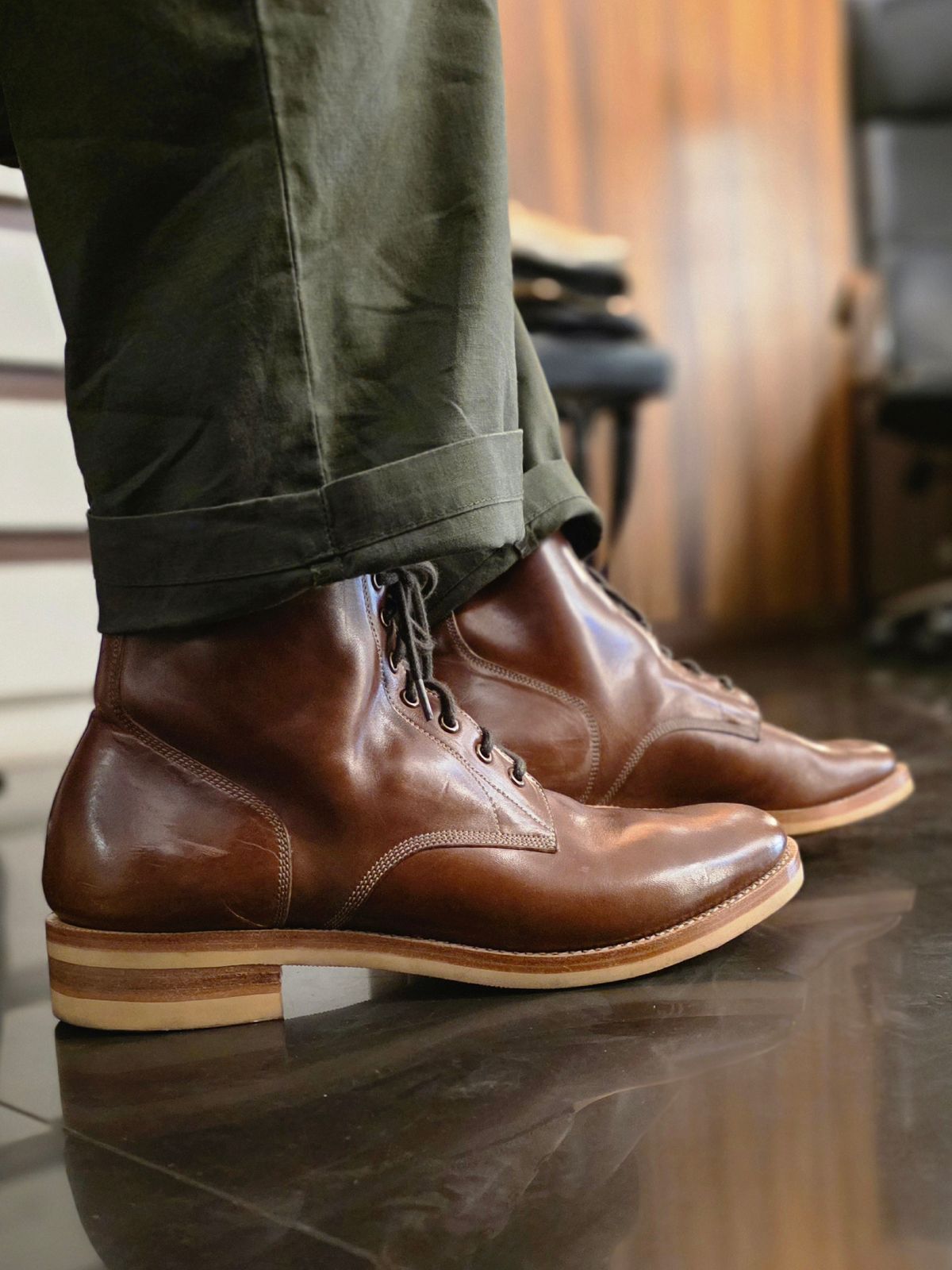 Photo by vishhh on January 5, 2026 of the Blkbrd Shoemaker Blkbrd Shoemaker / Boondockers in Maryam Toscanello TPR Horsebutt.