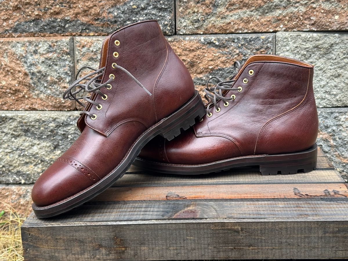 Photo by KingSprinkle on September 22, 2025 of the Grant Stone Garrison Boot in C.F. Stead Crimson Classic Kudu.