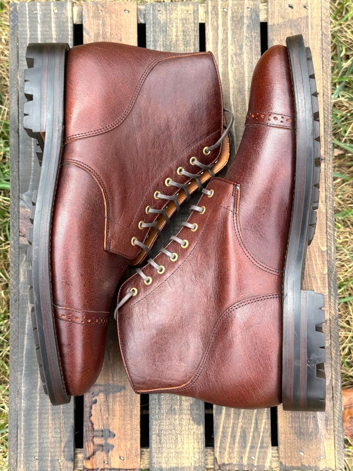 Photo by KingSprinkle on September 22, 2025 of the Grant Stone Garrison Boot in C.F. Stead Crimson Classic Kudu.