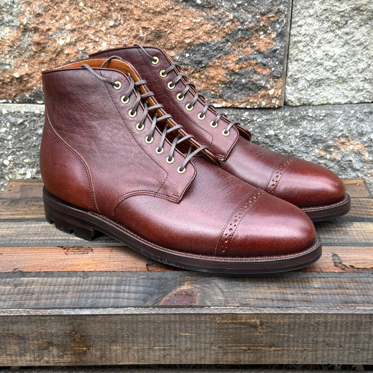 Photo by KingSprinkle on September 22, 2025 of the Grant Stone Garrison Boot in C.F. Stead Crimson Classic Kudu.