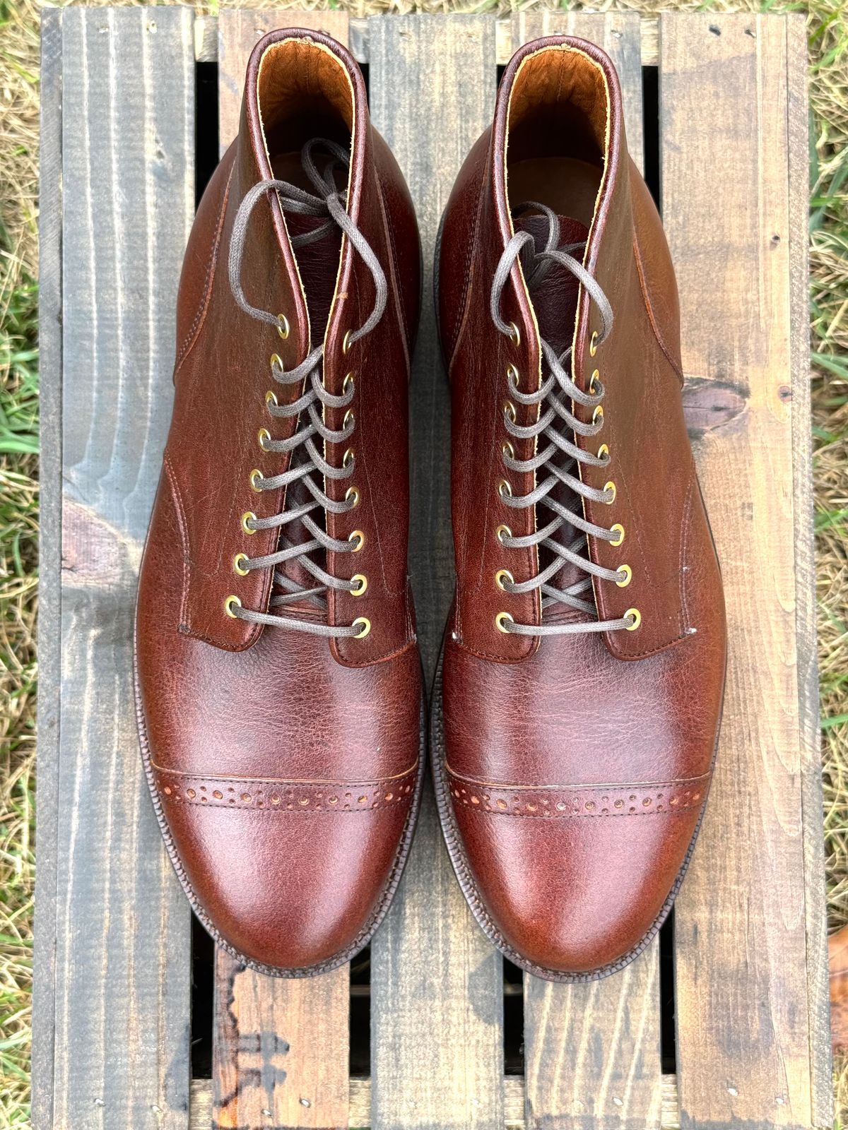 Photo by KingSprinkle on September 22, 2025 of the Grant Stone Garrison Boot in C.F. Stead Crimson Classic Kudu.