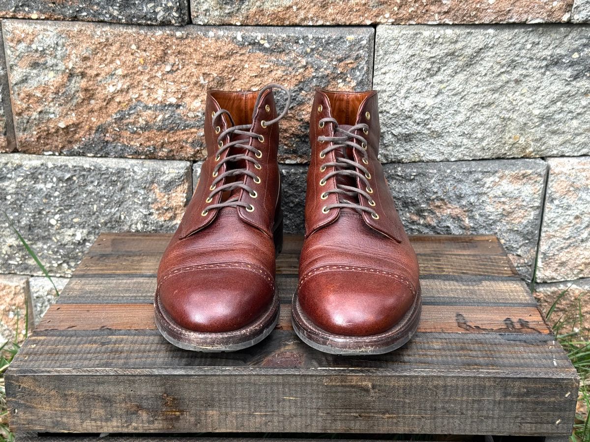 Photo by KingSprinkle on November 1, 2025 of the Grant Stone Garrison Boot in C.F. Stead Crimson Classic Kudu.