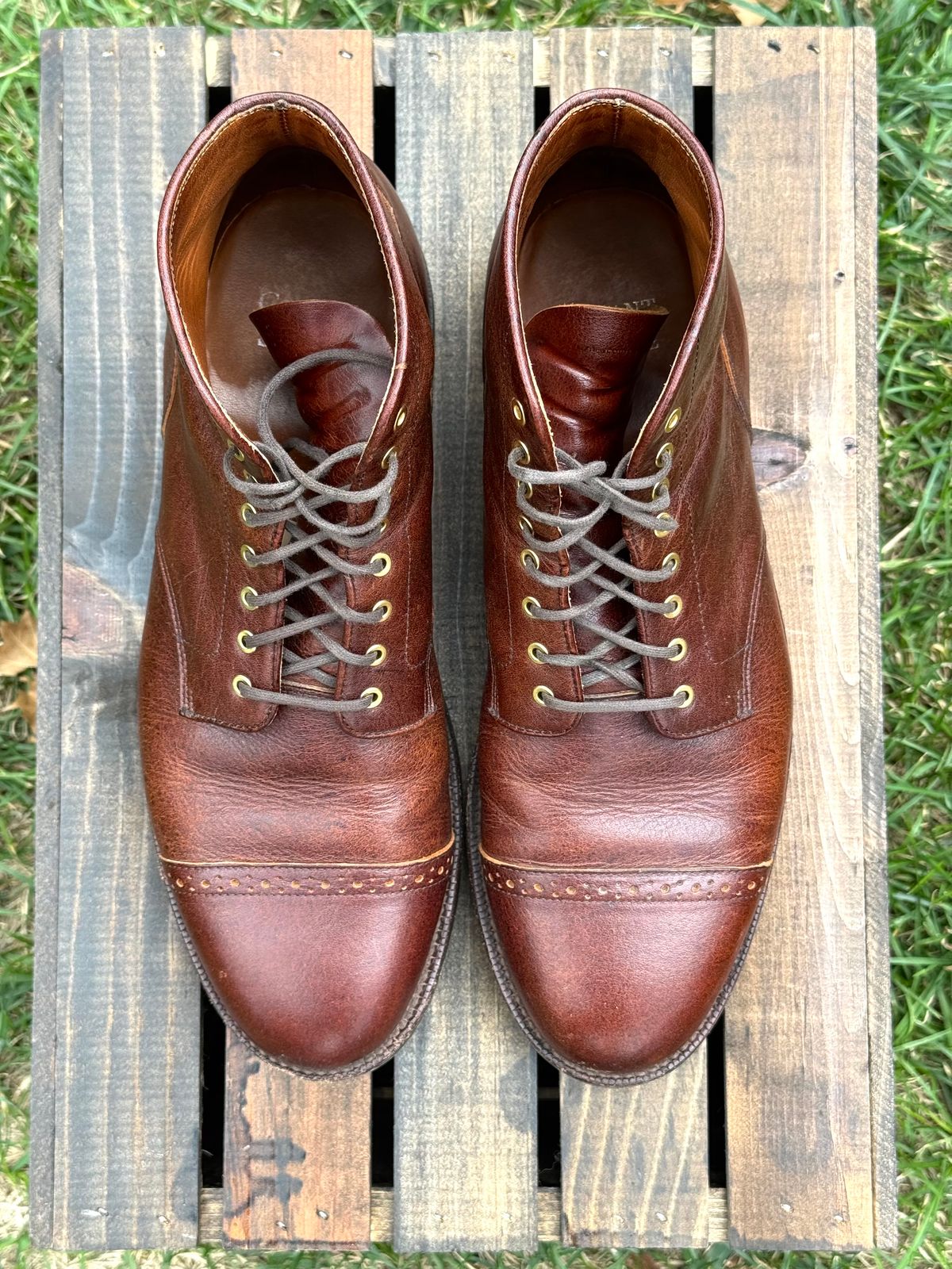 Photo by KingSprinkle on November 1, 2025 of the Grant Stone Garrison Boot in C.F. Stead Crimson Classic Kudu.