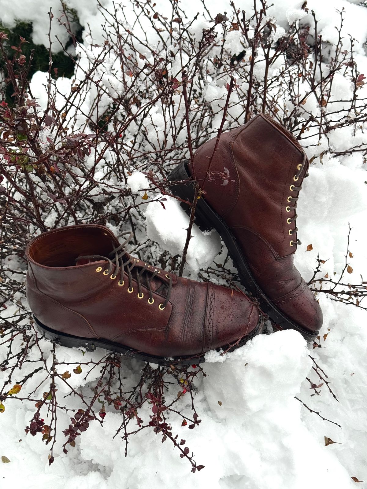 Photo by KingSprinkle on November 29, 2025 of the Grant Stone Garrison Boot in C.F. Stead Crimson Classic Kudu.