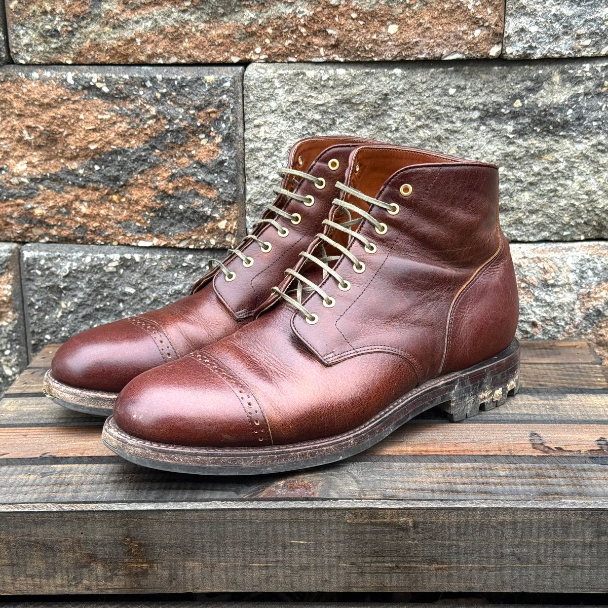 Photo by KingSprinkle on January 1, 2026 of the Grant Stone Garrison Boot in C.F. Stead Crimson Classic Kudu.