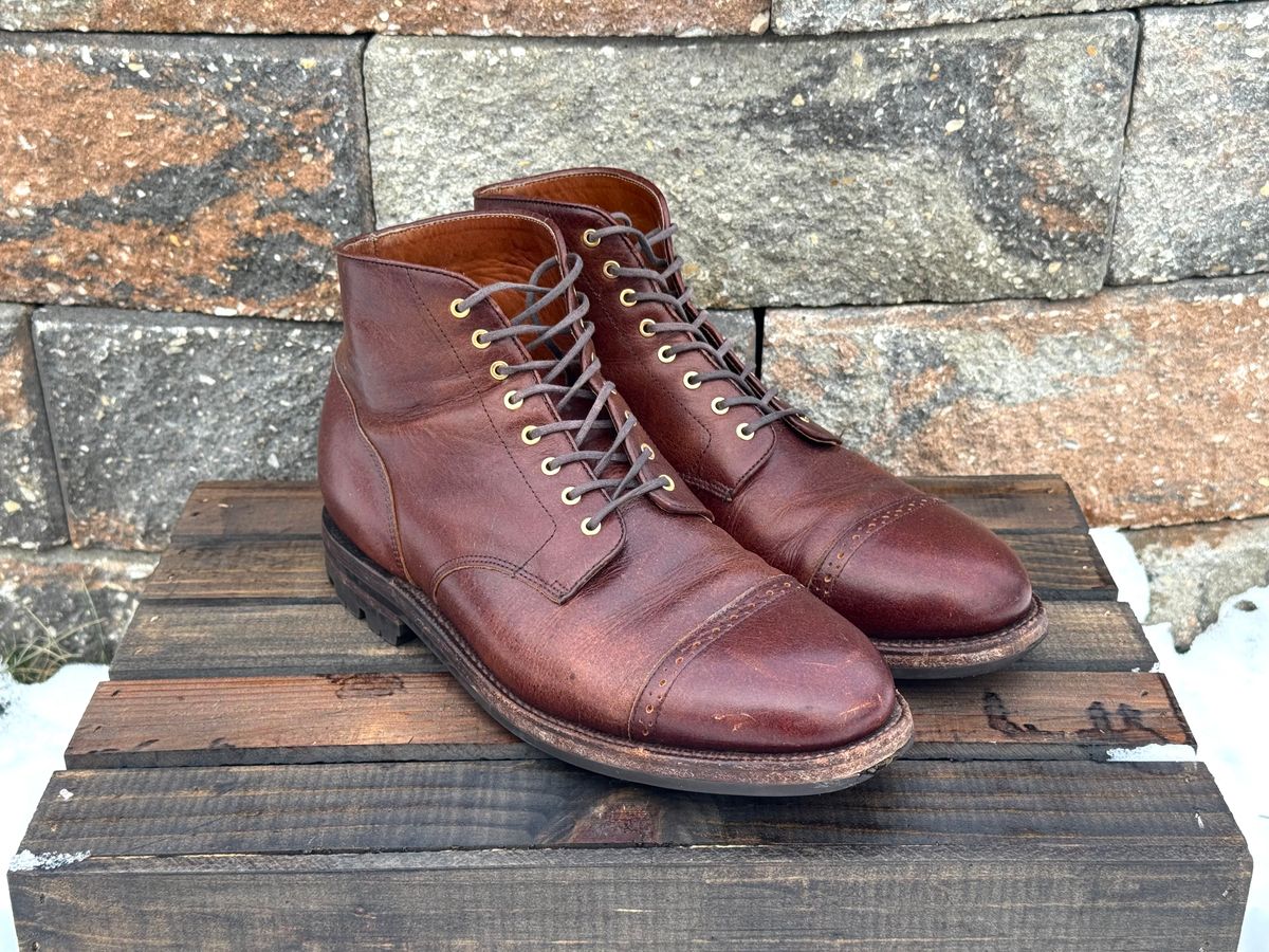 Photo by KingSprinkle on February 2, 2026 of the Grant Stone Garrison Boot in C.F. Stead Crimson Classic Kudu.