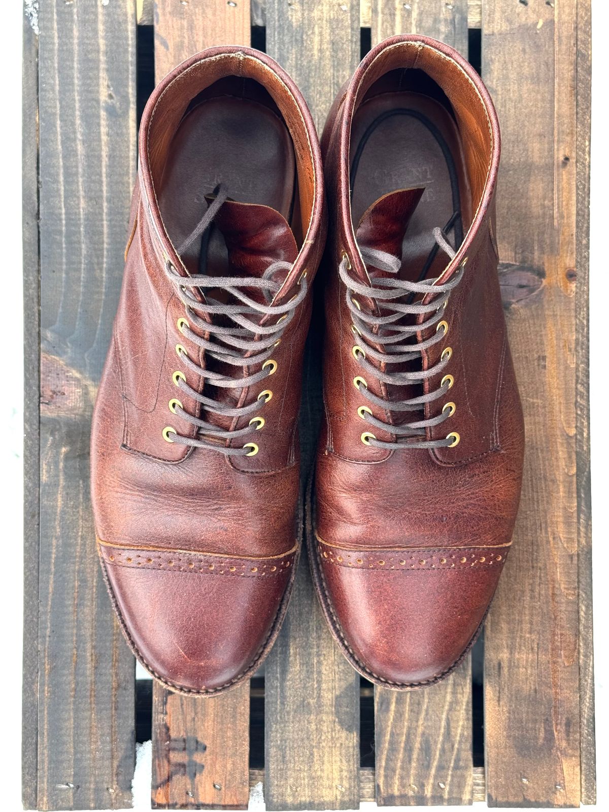 Photo by KingSprinkle on February 2, 2026 of the Grant Stone Garrison Boot in C.F. Stead Crimson Classic Kudu.