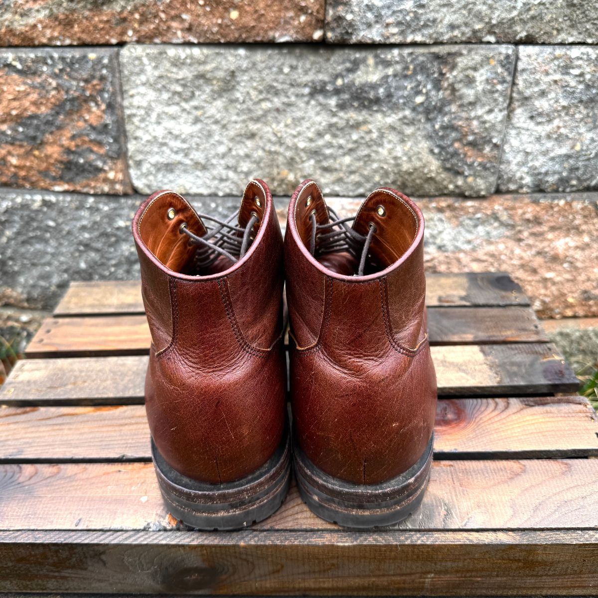 Photo by KingSprinkle on March 4, 2026 of the Grant Stone Garrison Boot in C.F. Stead Crimson Classic Kudu.