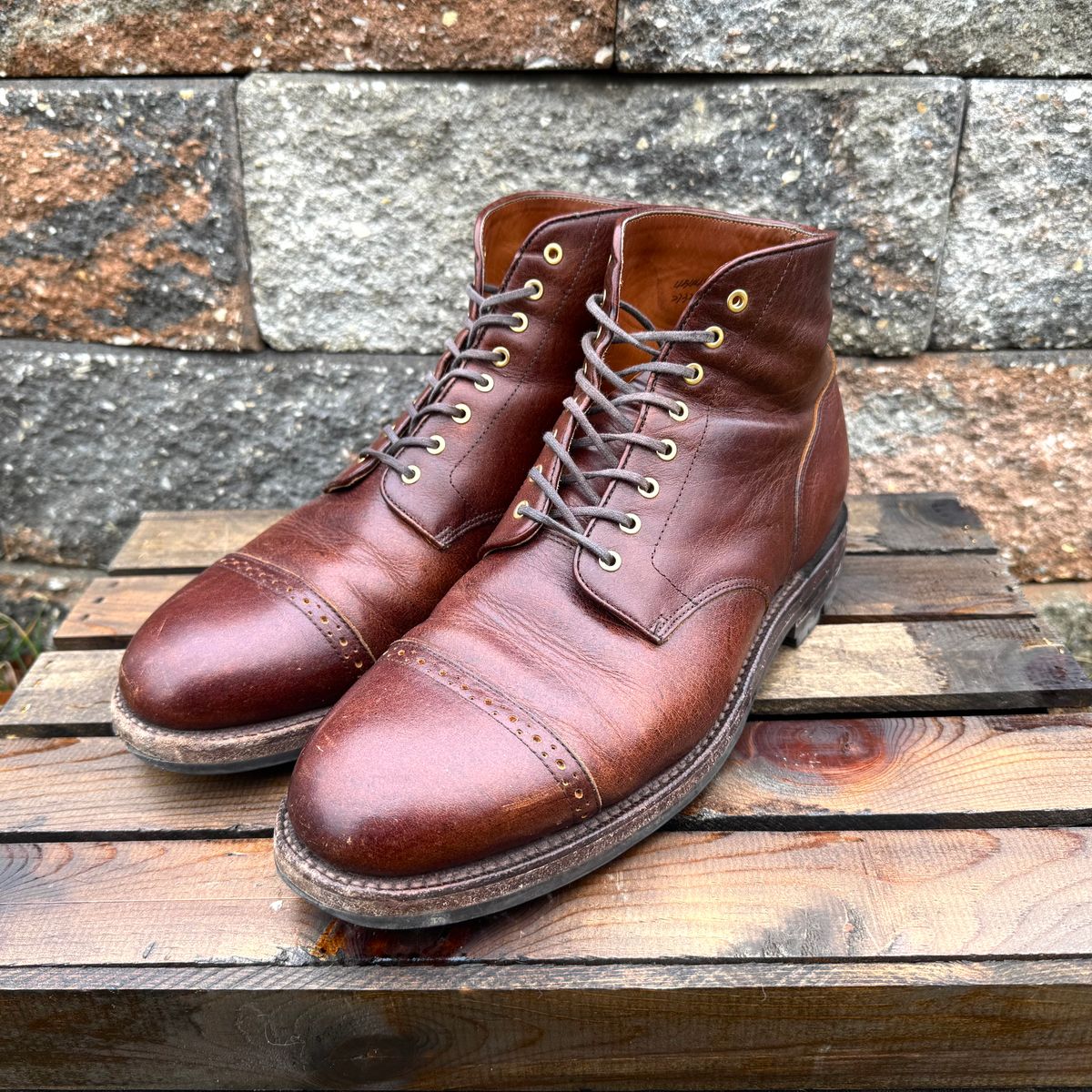 Photo by KingSprinkle on March 4, 2026 of the Grant Stone Garrison Boot in C.F. Stead Crimson Classic Kudu.