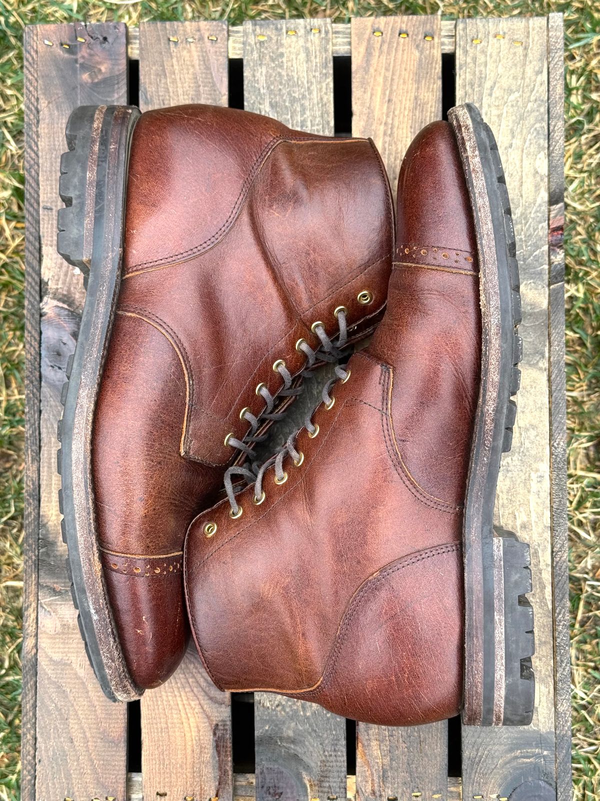 Photo by KingSprinkle on March 4, 2026 of the Grant Stone Garrison Boot in C.F. Stead Crimson Classic Kudu.