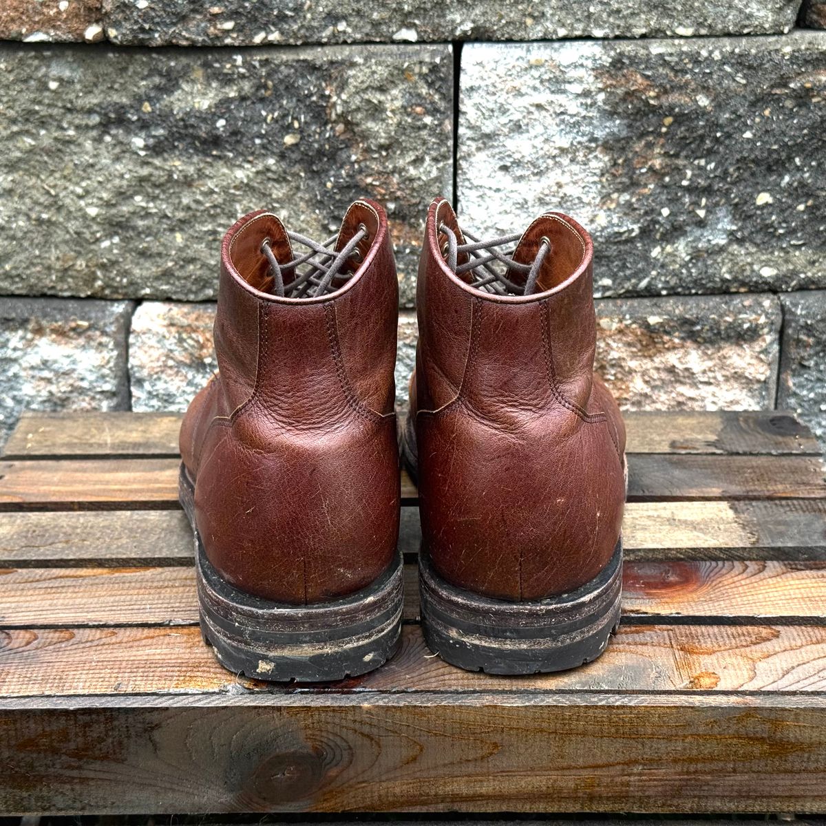 Photo by KingSprinkle on April 4, 2026 of the Grant Stone Garrison Boot in C.F. Stead Crimson Classic Kudu.