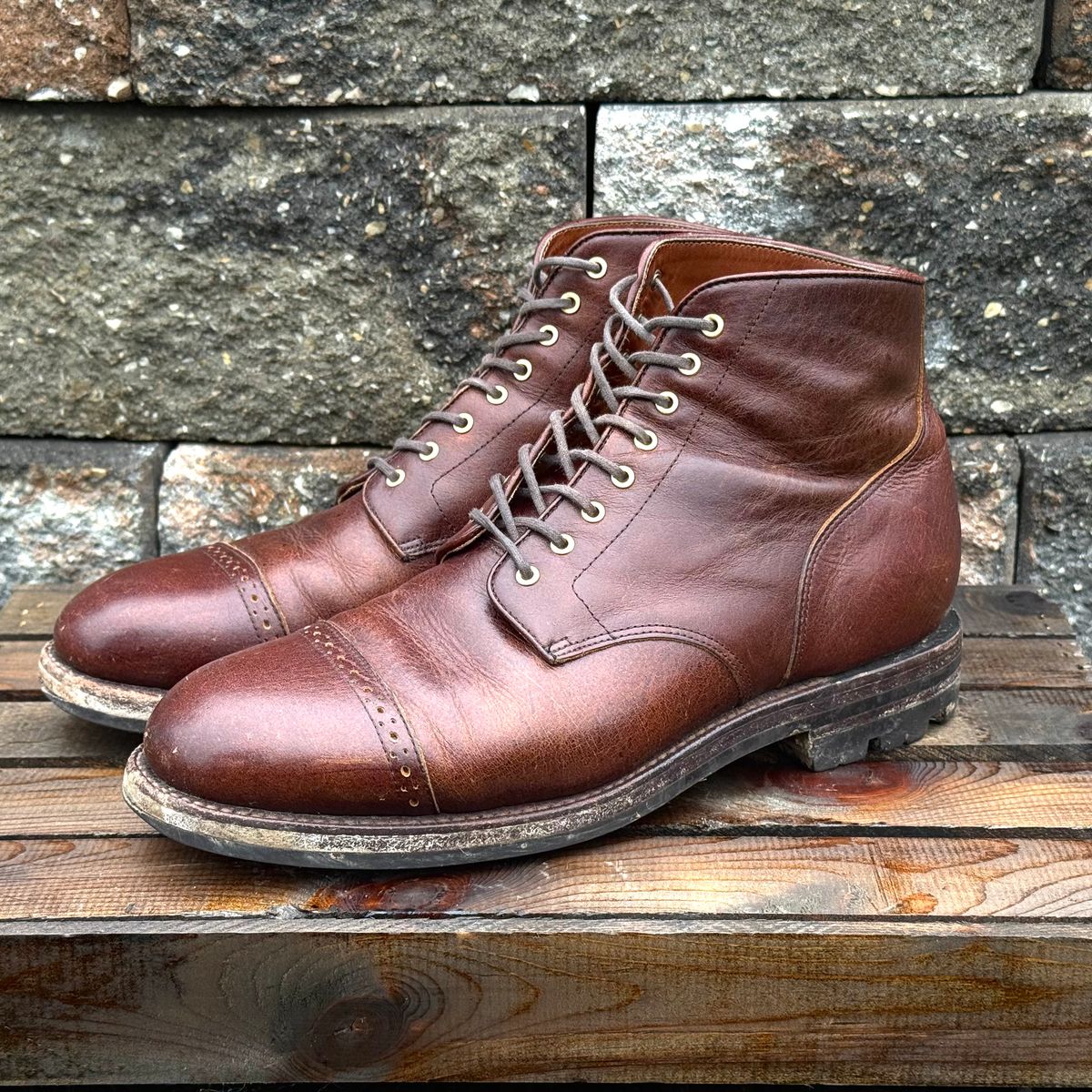 Photo by KingSprinkle on April 4, 2026 of the Grant Stone Garrison Boot in C.F. Stead Crimson Classic Kudu.