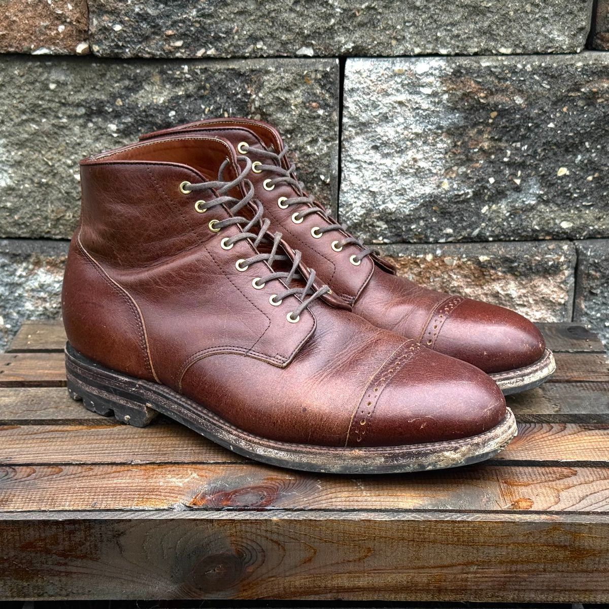 Photo by KingSprinkle on April 4, 2026 of the Grant Stone Garrison Boot in C.F. Stead Crimson Classic Kudu.