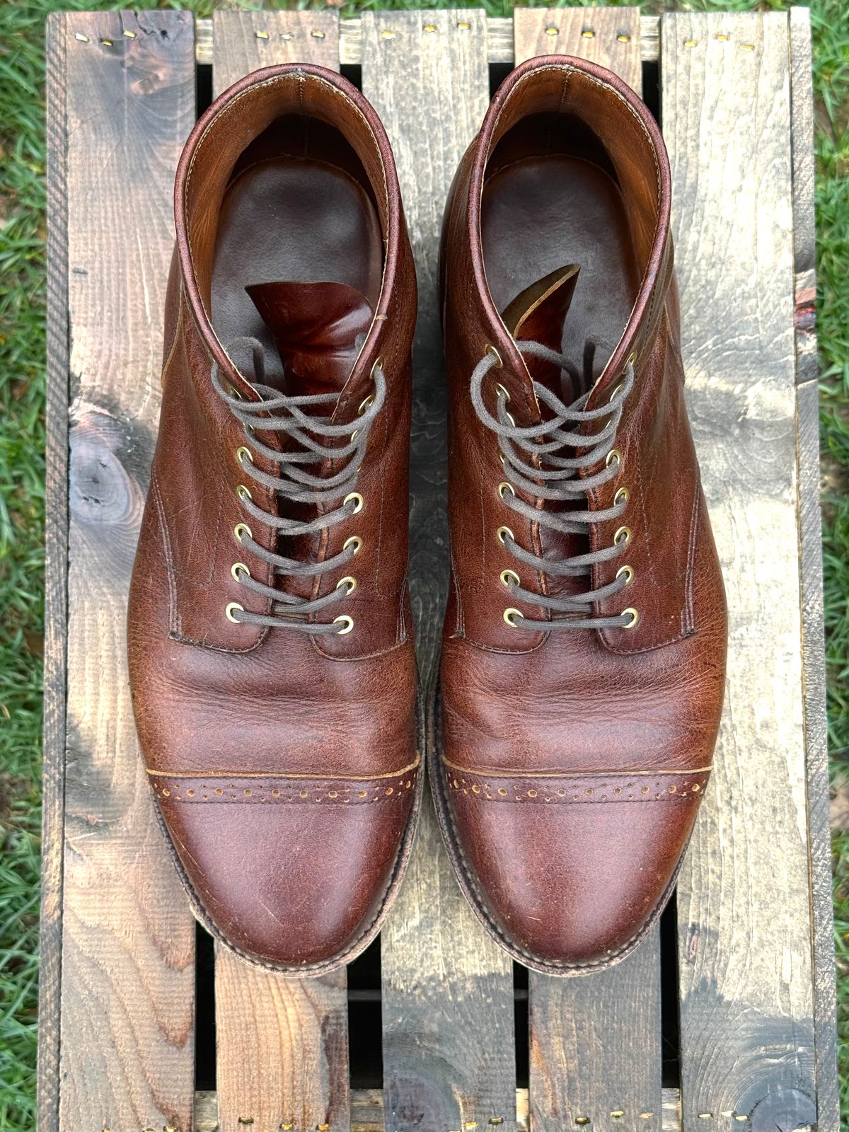 Photo by KingSprinkle on April 4, 2026 of the Grant Stone Garrison Boot in C.F. Stead Crimson Classic Kudu.