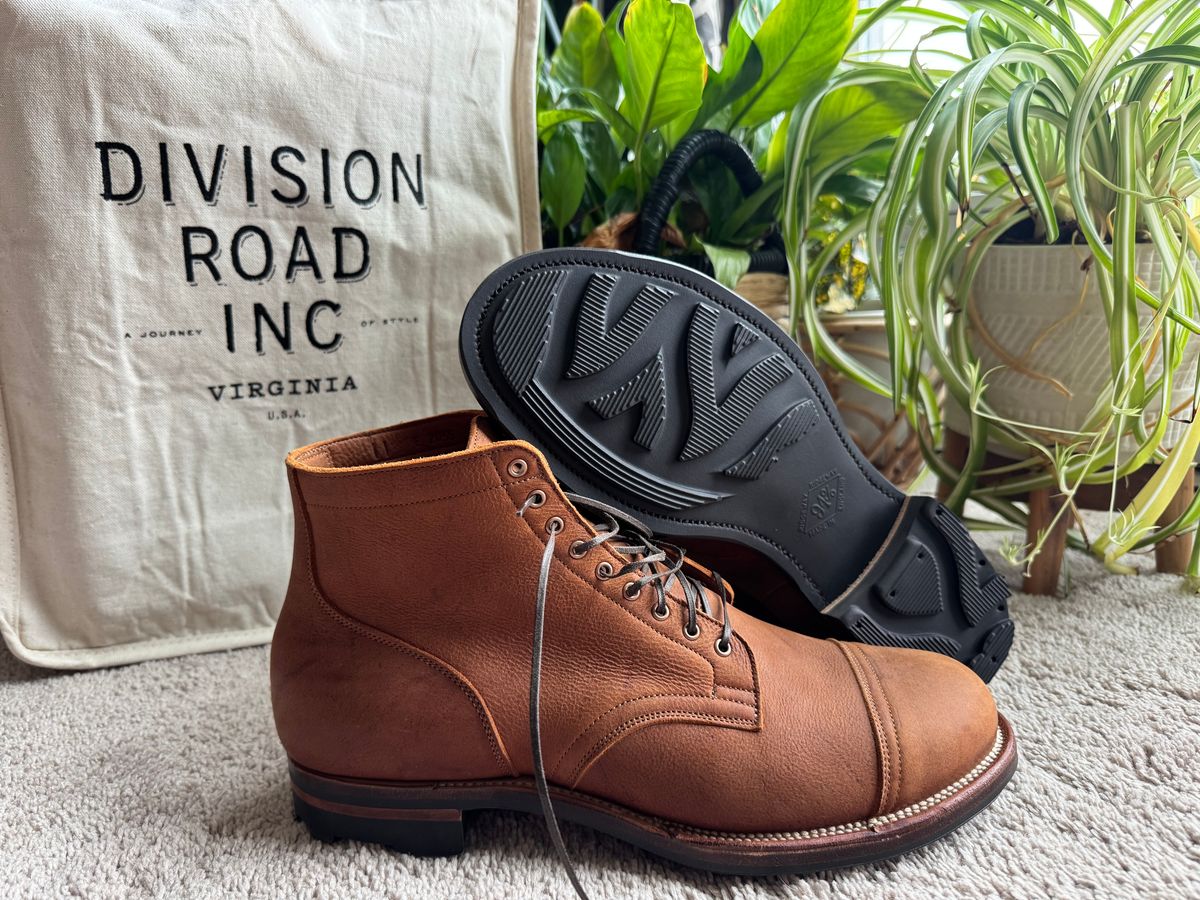 Photo by KingSprinkle on January 1, 2025 of the Viberg Service Boot in C.F. Stead Nutmeg Waxed Kudu.