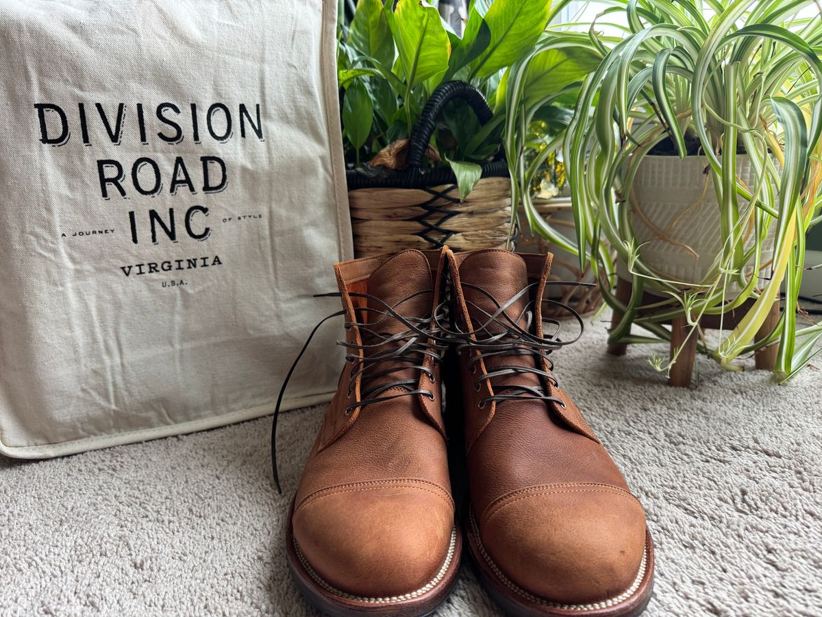 Photo by KingSprinkle on January 1, 2025 of the Viberg Service Boot in C.F. Stead Nutmeg Waxed Kudu.