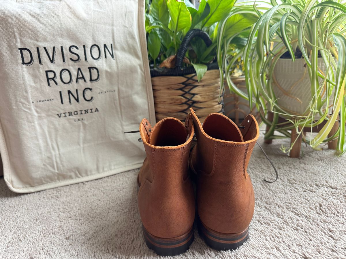 Photo by KingSprinkle on January 1, 2025 of the Viberg Service Boot in C.F. Stead Nutmeg Waxed Kudu.