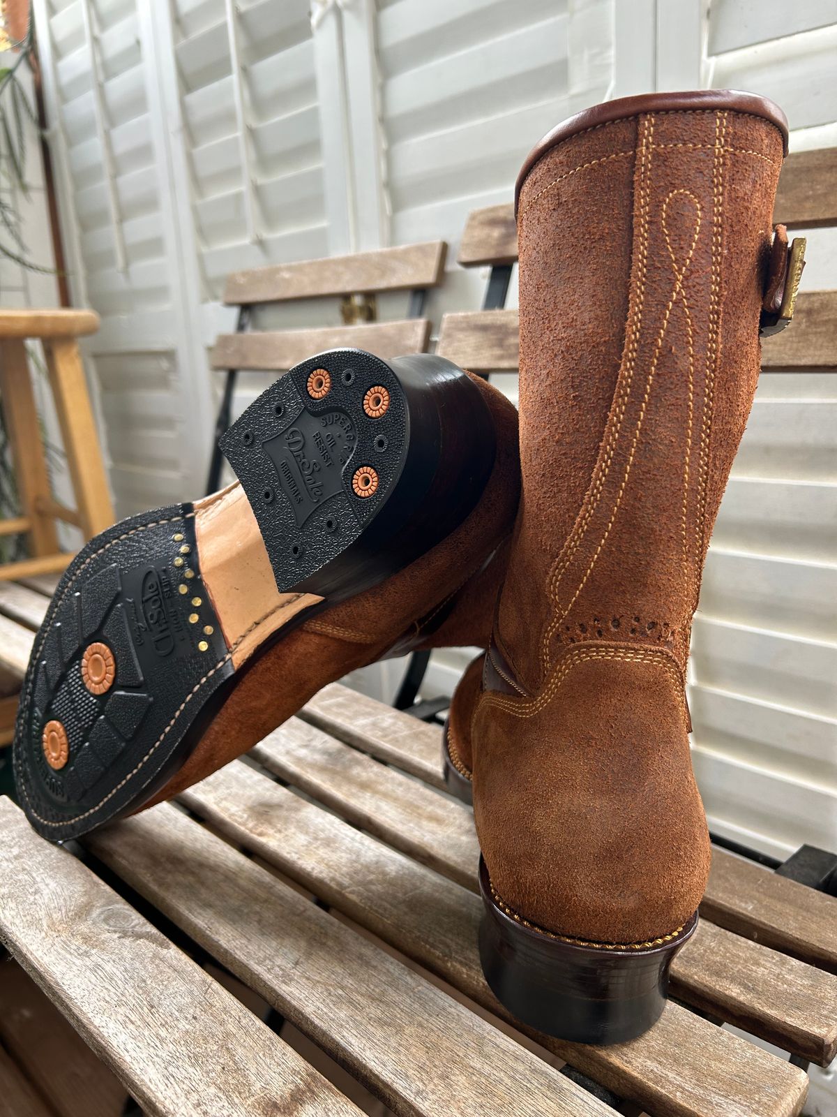 Photo by JonsBoots on October 31, 2025 of the Fortis Boots yudistira engineer boots in Indonesian Brown Roughout.