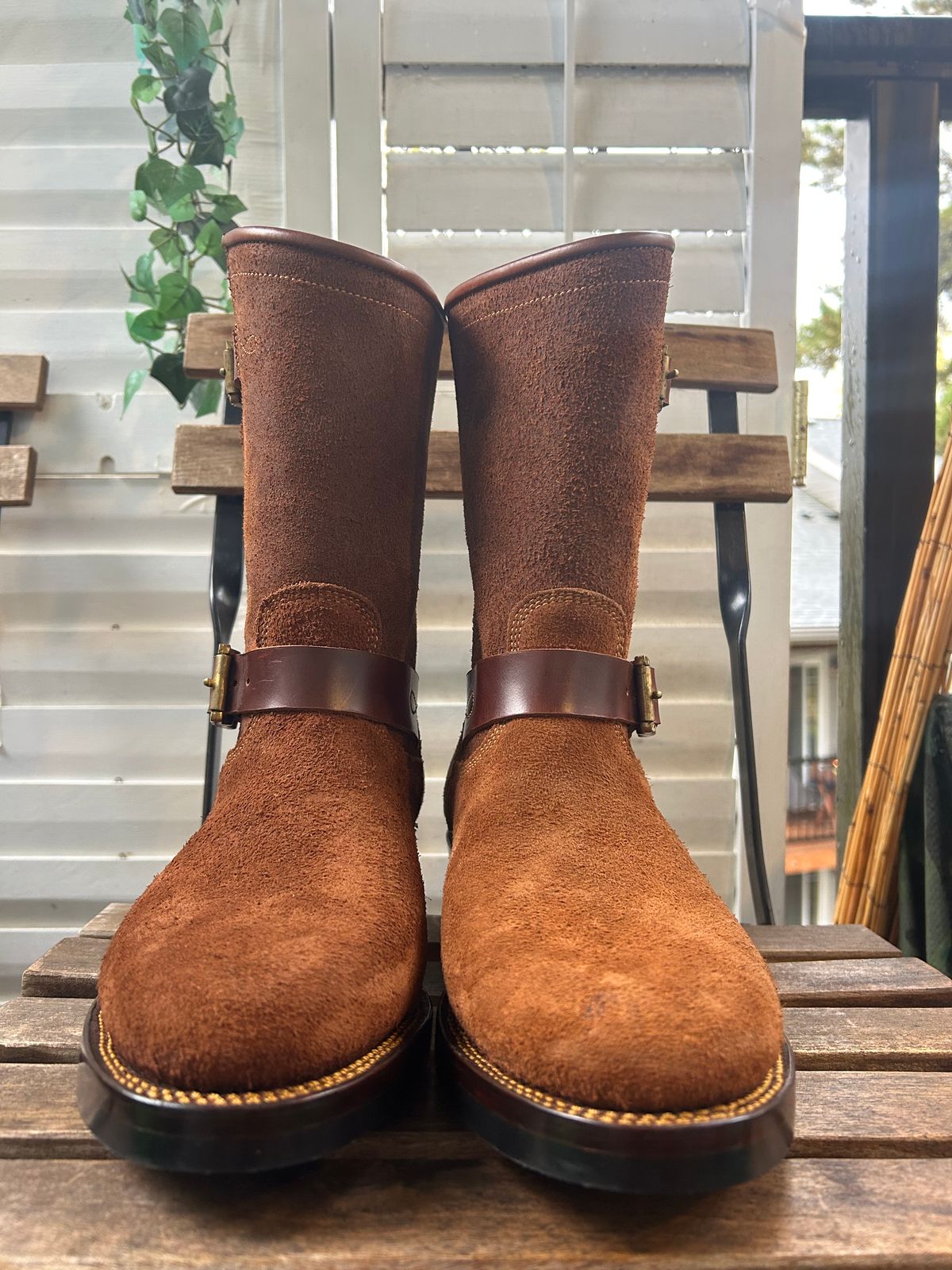 Photo by JonsBoots on November 1, 2025 of the Fortis Boots yudistira engineer boots in Indonesian Brown Roughout.