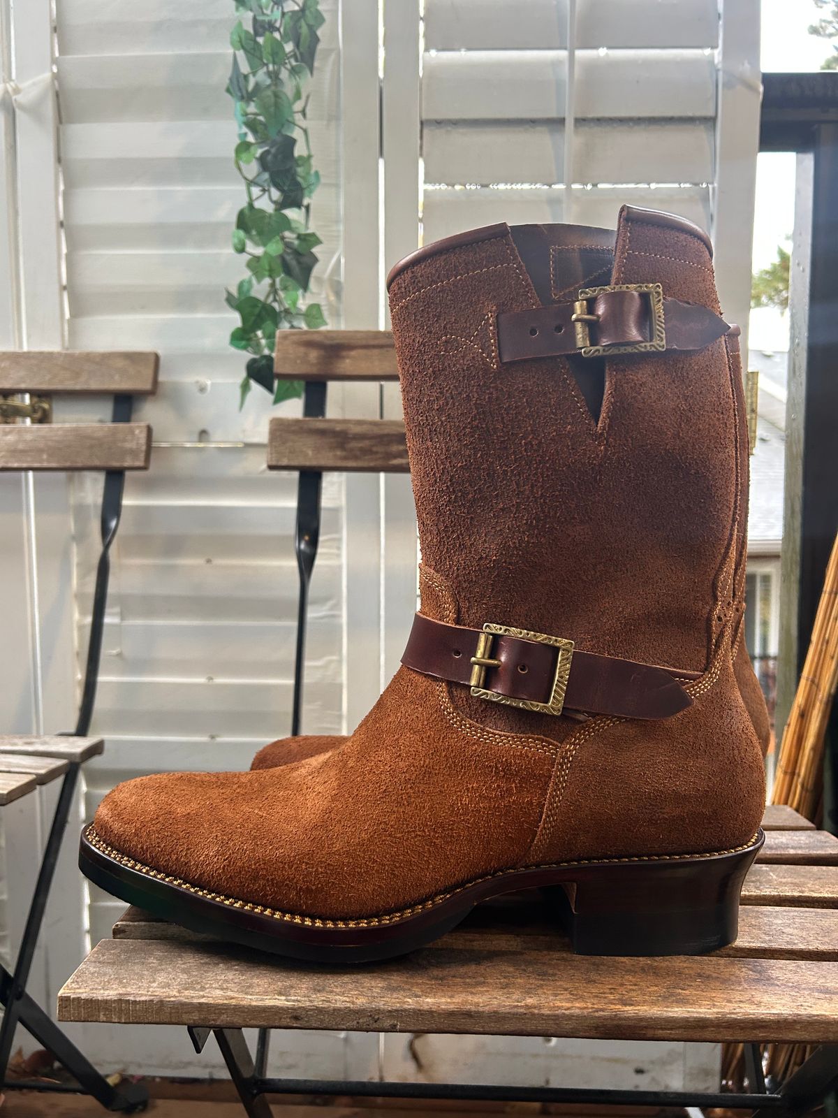 Photo by JonsBoots on November 1, 2025 of the Fortis Boots yudistira engineer boots in Indonesian Brown Roughout.