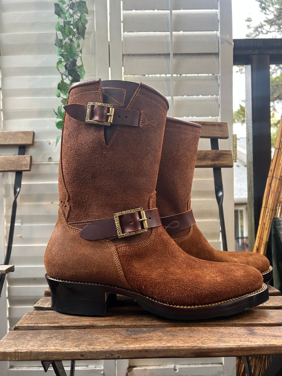 Photo by JonsBoots on November 1, 2025 of the Fortis Boots yudistira engineer boots in Indonesian Brown Roughout.