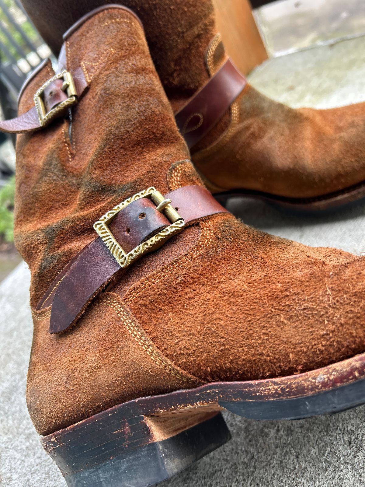 Photo by JonsBoots on February 2, 2026 of the Fortis Boots yudistira engineer boots in Indonesian Brown Roughout.