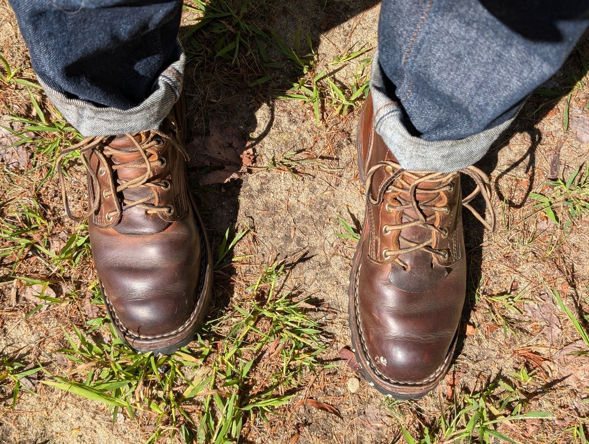 Photo by N.E._bootenthusiast on August 30, 2025 of the Nicks Urban Drifter in Horween Orange Predator.