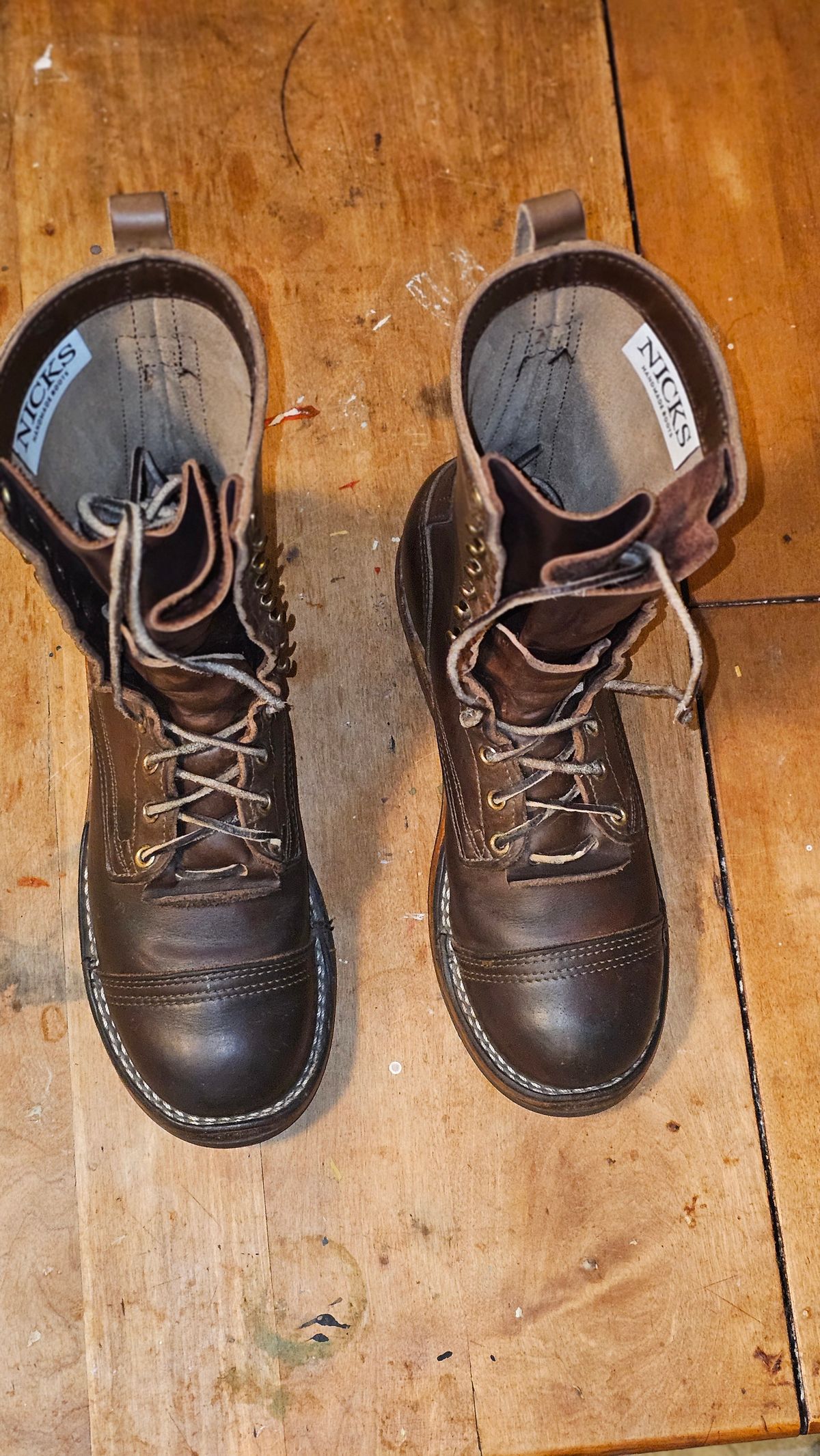 Photo by Sudden_Security_5871 on November 4, 2025 of the Nicks Lace Up Heritage in Horween British Tan Chromexcel.