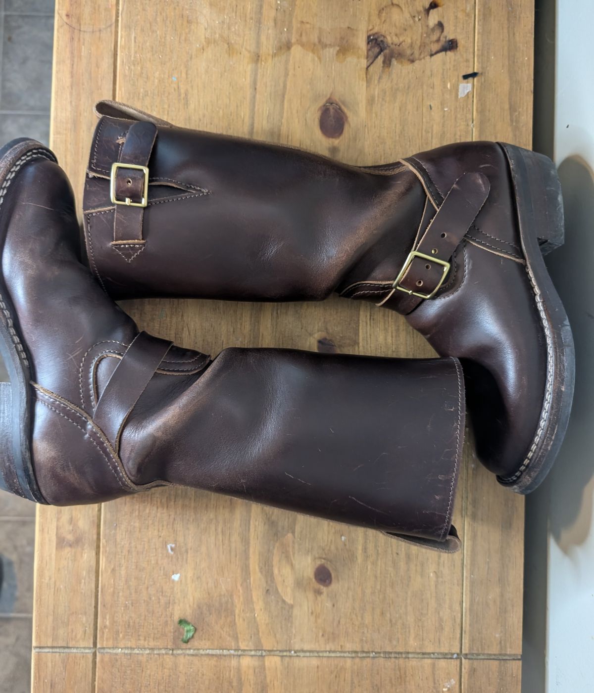 Photo by N.E._bootenthusiast on October 4, 2025 of the Nicks StationMaster in Horween Brown Chromexcel.