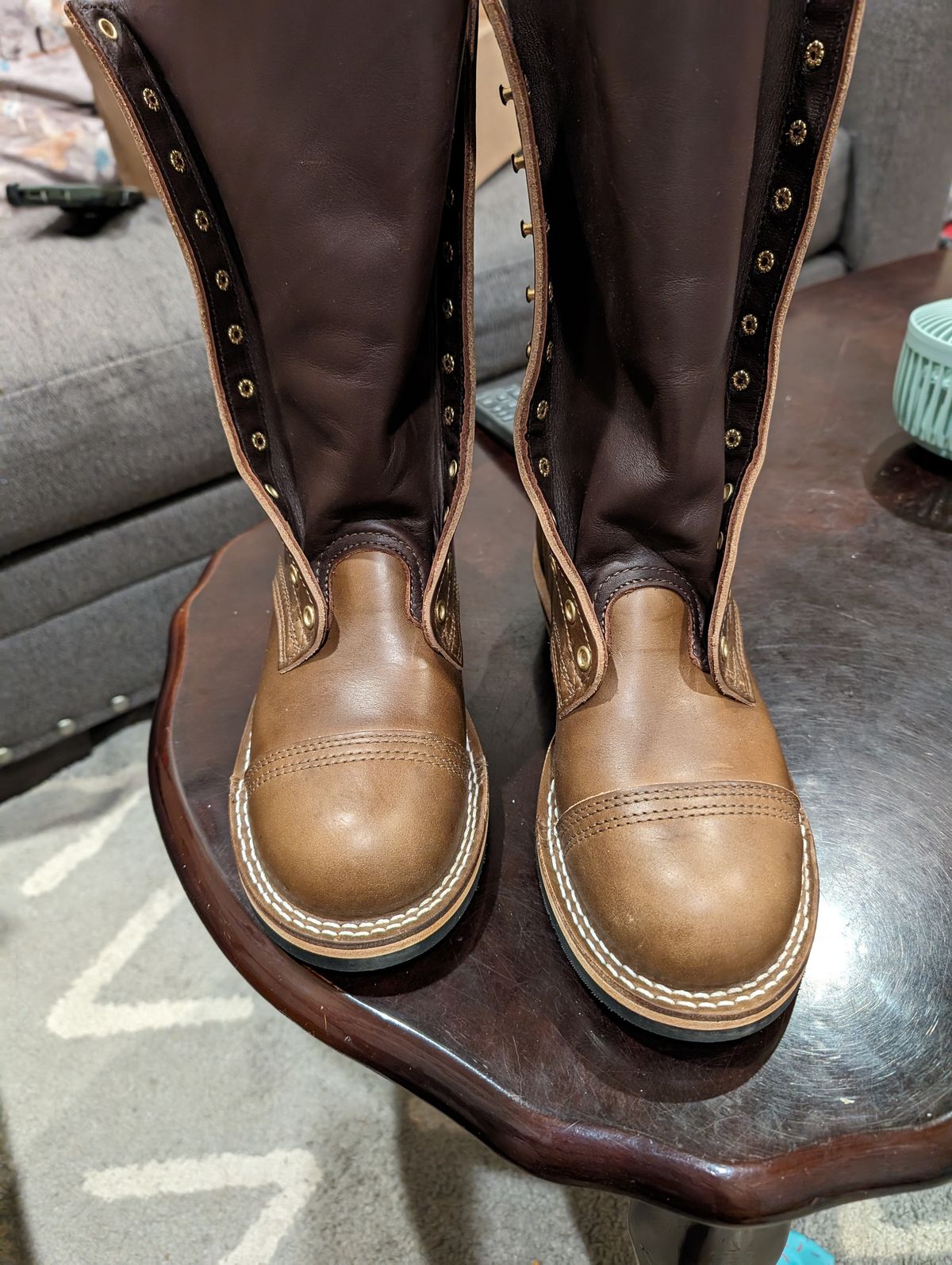 Photo by N.E._bootenthusiast on June 8, 2024 of the Nicks Lace Up Heritage in Horween British Tan Chromexcel.