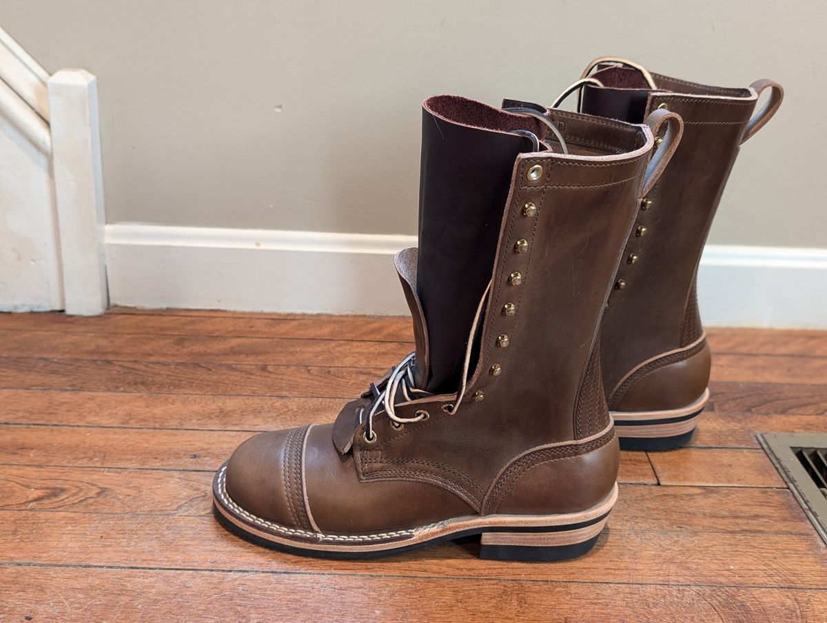 Photo by N.E._bootenthusiast on October 1, 2024 of the Nicks Lace Up Heritage in Horween British Tan Chromexcel.