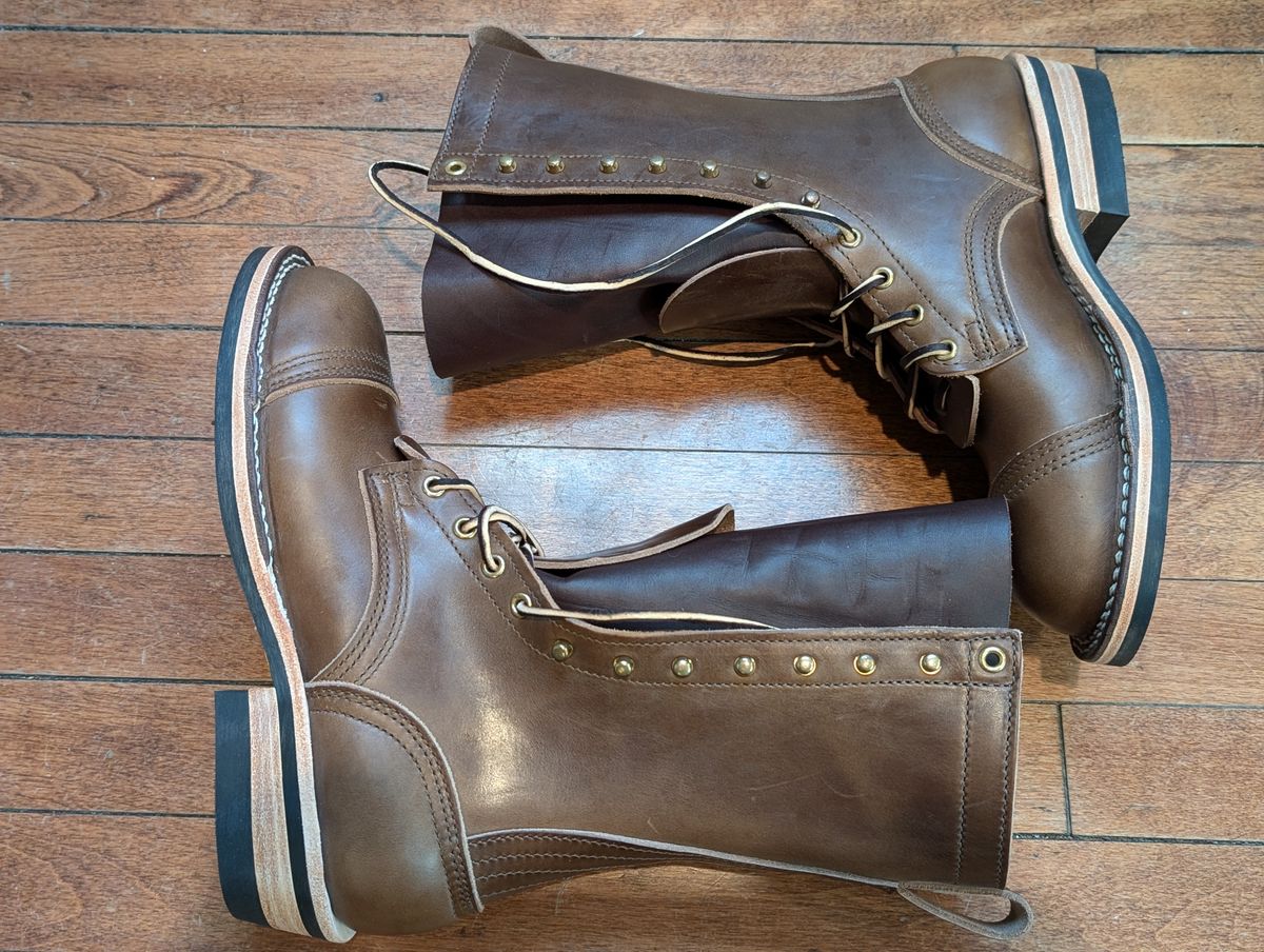 Photo by N.E._bootenthusiast on October 1, 2024 of the Nicks Lace Up Heritage in Horween British Tan Chromexcel.