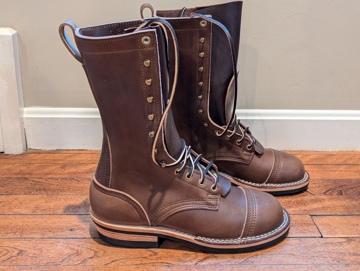 Photo by N.E._bootenthusiast on October 1, 2024 of the Nicks Lace Up Heritage in Horween British Tan Chromexcel.