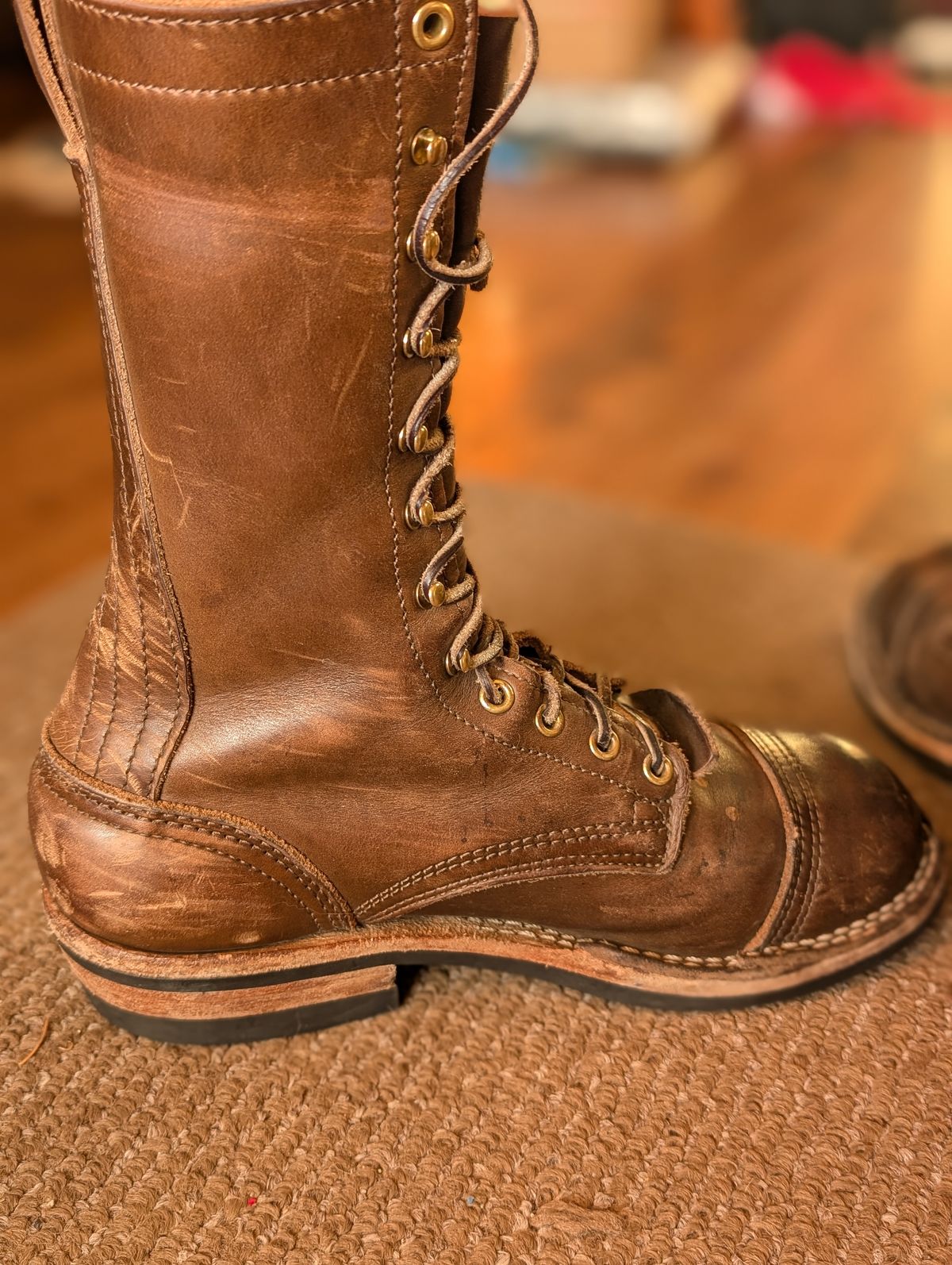 Photo by N.E._bootenthusiast on February 2, 2025 of the Nicks Lace Up Heritage in Horween British Tan Chromexcel.