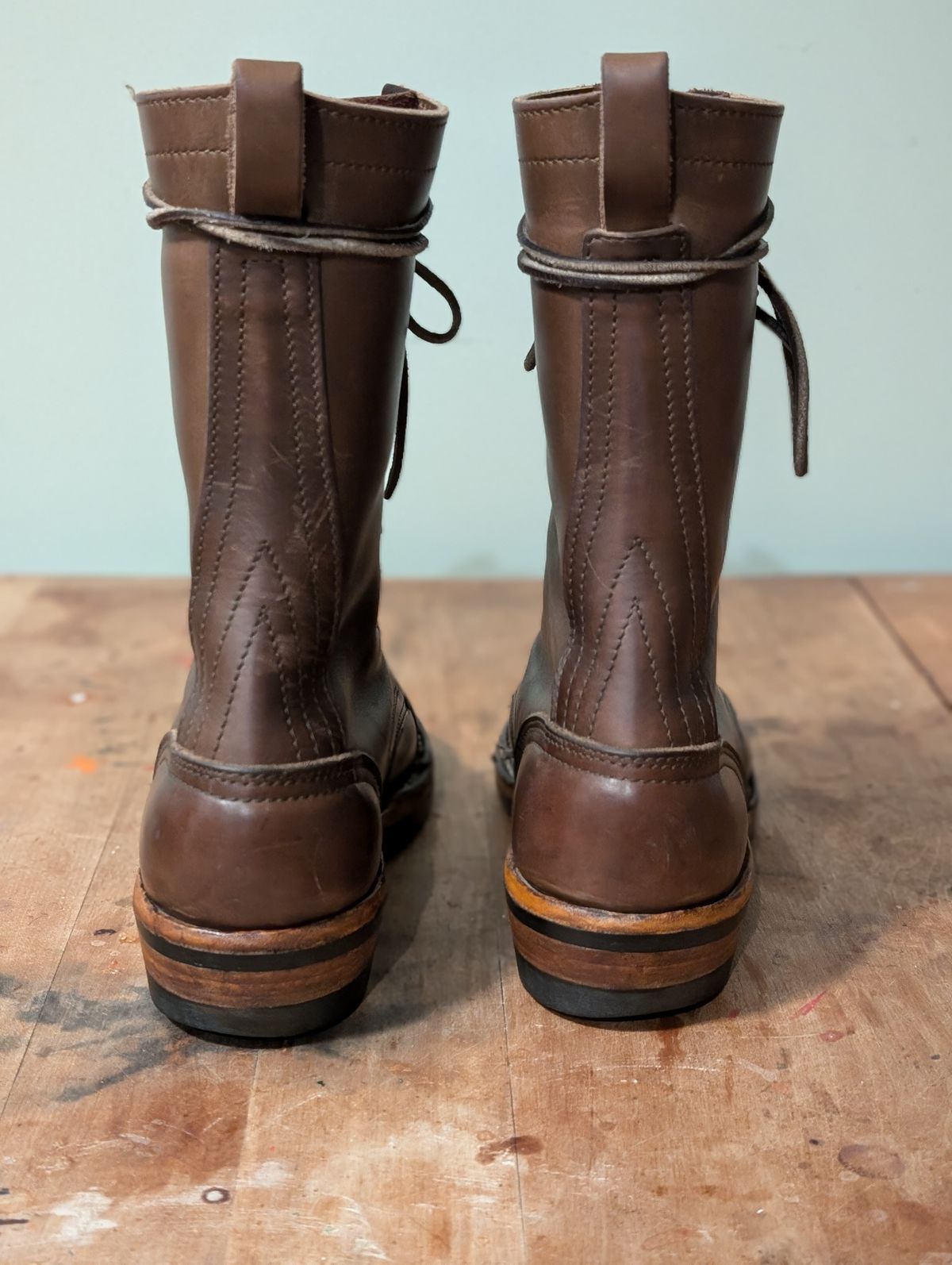 Photo by N.E._bootenthusiast on April 13, 2025 of the Nicks Lace Up Heritage in Horween British Tan Chromexcel.