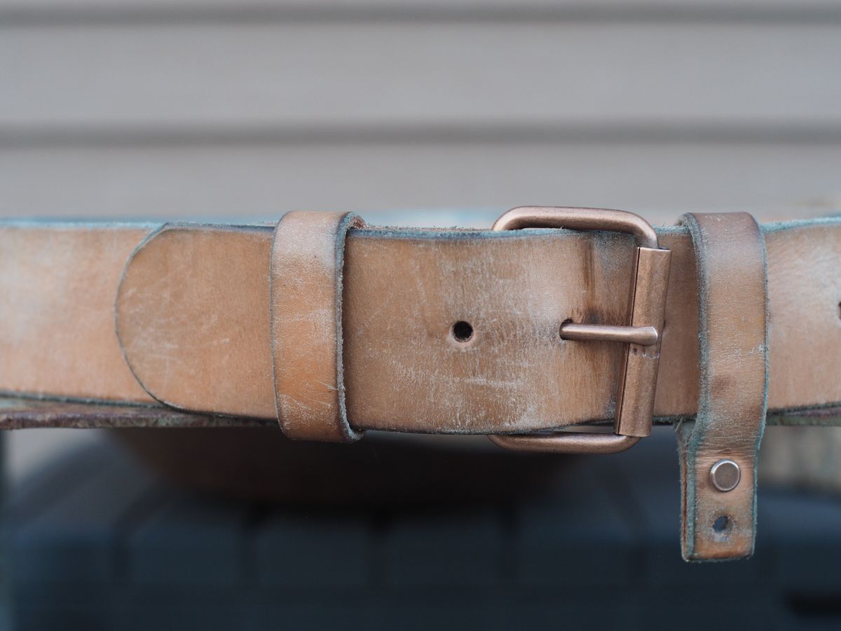 Photo by Themachinehasnobrain on February 28, 2026 of the MadrigalLeatherUSA Belt in Unknown Natural Veg Tan.