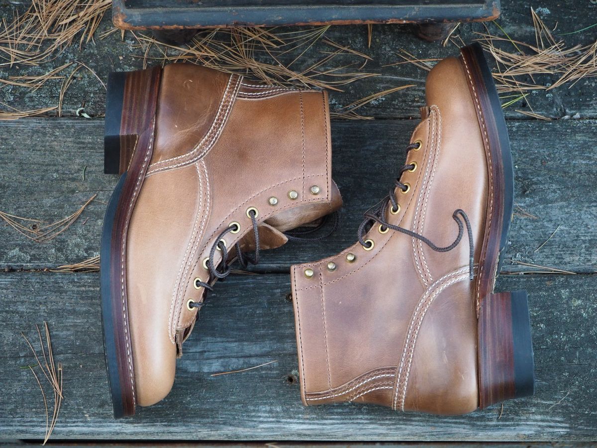 Photo by Themachinehasnobrain on October 2, 2025 of the John Lofgren Donkey Puncher Boots in Horween Natural Chromexcel.