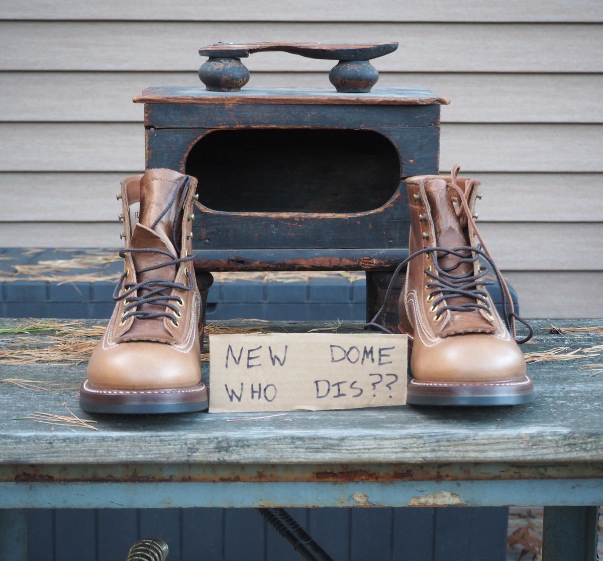 Photo by Themachinehasnobrain on October 2, 2025 of the John Lofgren Donkey Puncher Boots in Horween Natural Chromexcel.