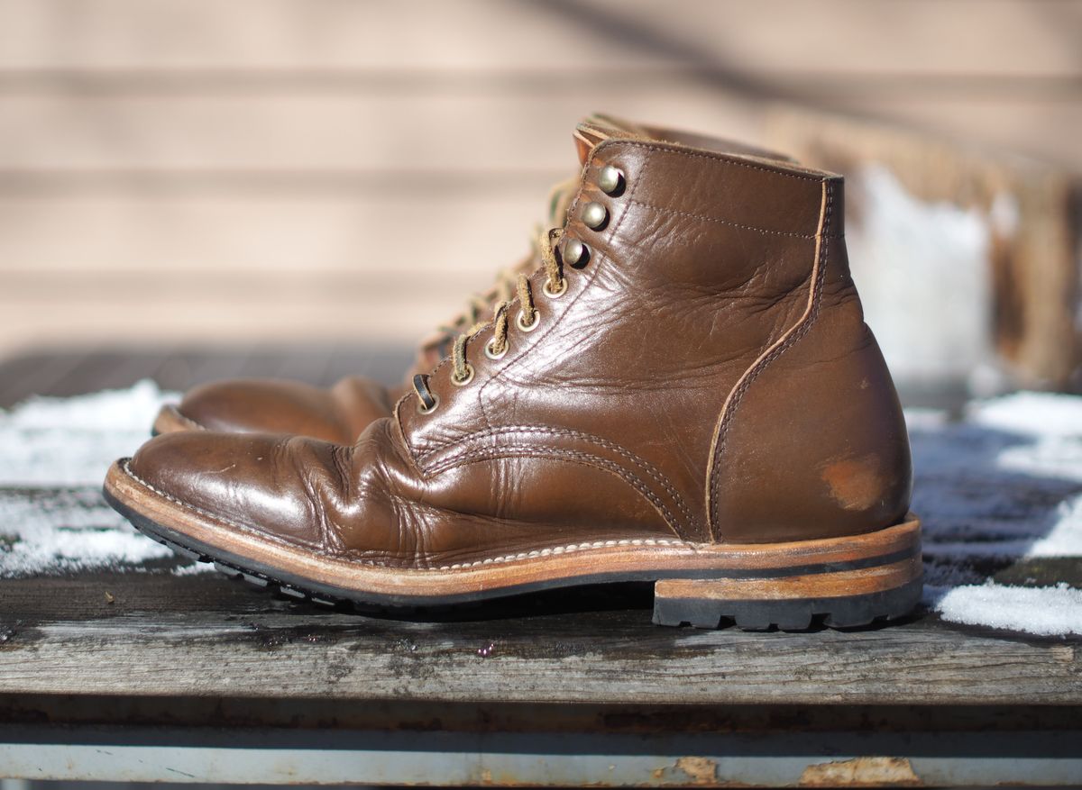 Photo by Themachinehasnobrain on February 2, 2026 of the Parkhurst The Allen in Italpel Caramel Veg Tan.