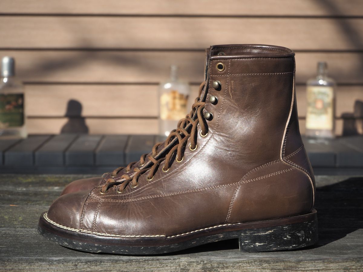 Photo by Themachinehasnobrain on November 2, 2025 of the Onderhoud LCV02 Monkey Boot in Maryam 1071 Horsebutt.