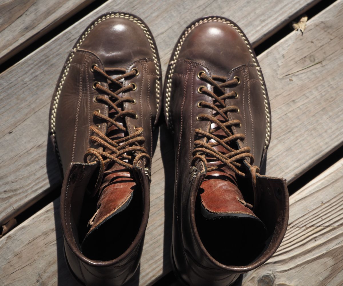 Photo by Themachinehasnobrain on November 2, 2025 of the Onderhoud LCV02 Monkey Boot in Maryam 1071 Horsebutt.