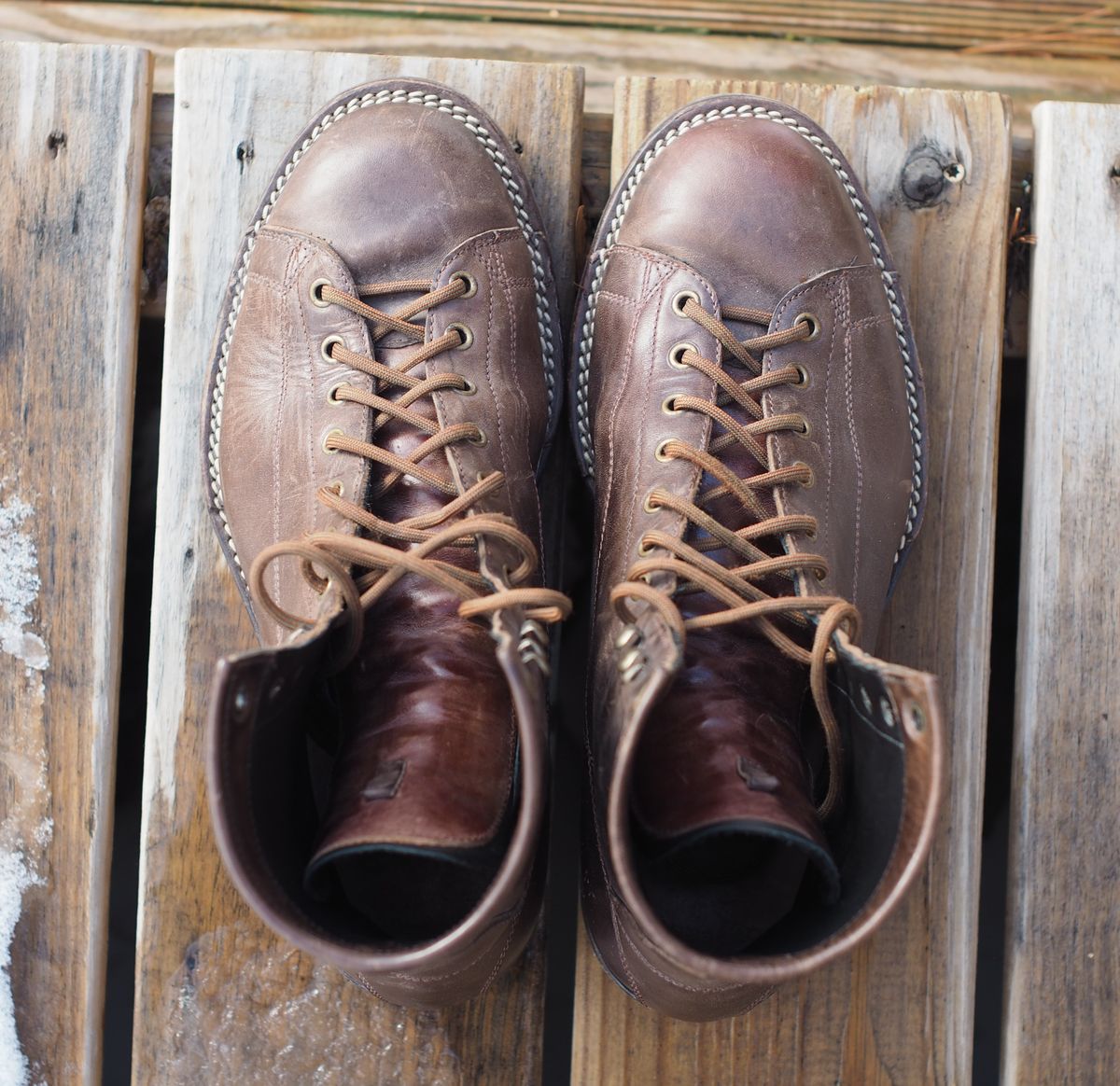 Photo by Themachinehasnobrain on January 4, 2026 of the Onderhoud LCV02 Monkey Boot in Maryam 1071 Horsebutt.